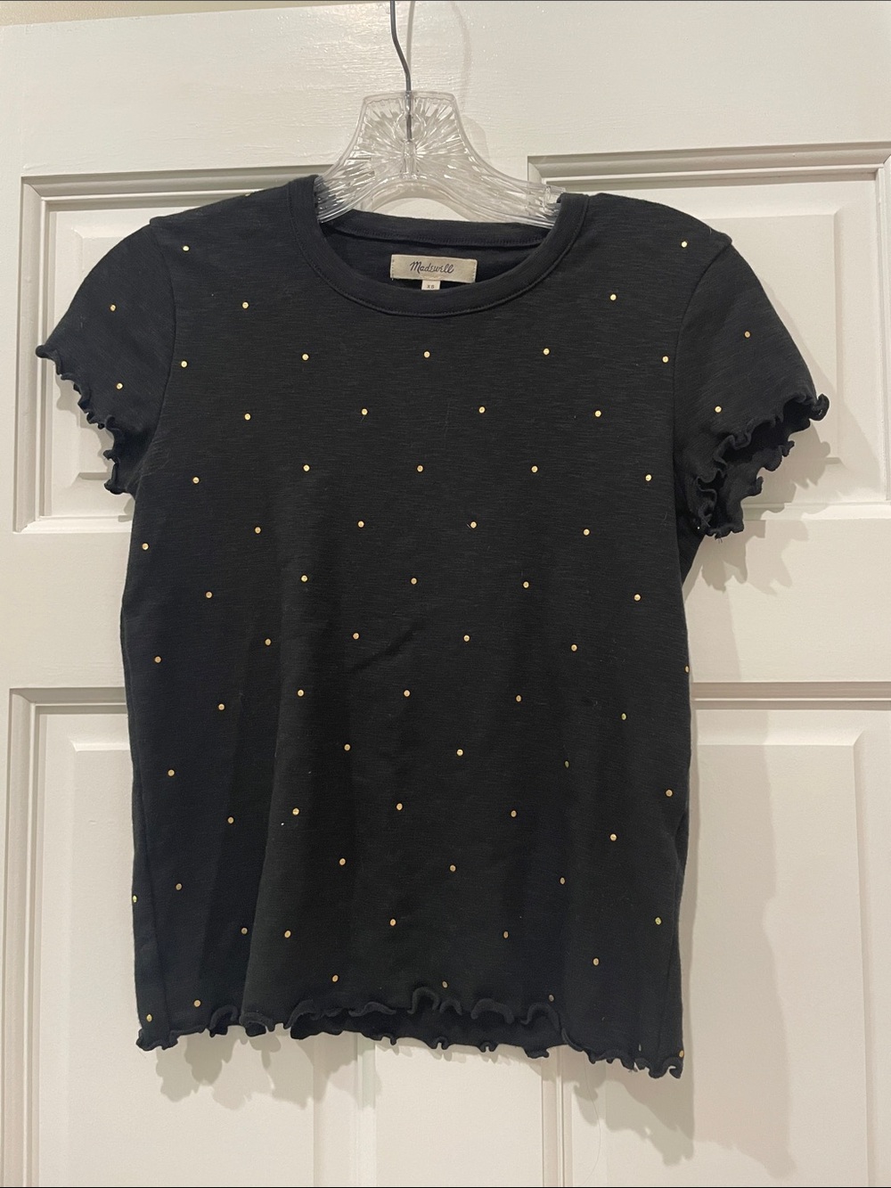 Madewell Black Short Sleeve Tee with Gold Dot Details - Never Worn